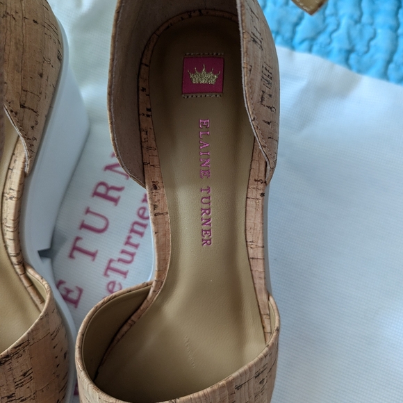 Elaine Turner Cork wedges size 8 EUC New in Box Anika - Picture 6 of 7